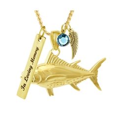 Deep Sea Fishing Tuna Gold Cremation Urn - Love Charms Option
