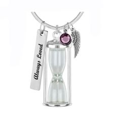 Hourglass Silver Cremation Jewelry Urn - Love Charms Option