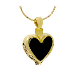 Onyx Mourning Heart 10KT or 14KT Gold Cremation Jewelry Urn - SHIPS NOW