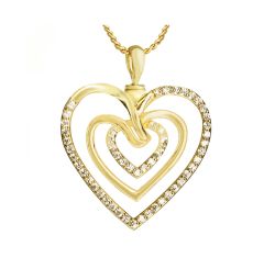 Triple Hearts of Love 10KT or 14KT Gold Cremation Jewelry Urn - SHIPS NOW