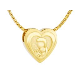 Mother And Child 14KT Gold Heart Cremation Jewelry Urn - SHIPS NOW