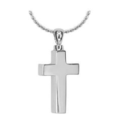 Men's Perfect Cross 14KT White Gold Cremation Jewelry Urn - SHIPS NOW