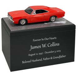 Race Track Cremation Urn & 1969 Dodge Charger R/T Décor