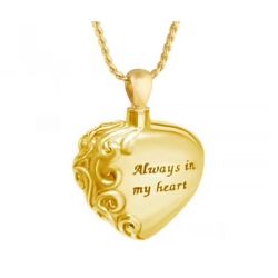Always In My Heart 10KT Gold Cremation Jewelry Urn