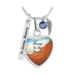 Always In Our Hearts Beach Heart Jewelry Urn - Love Charms® Option