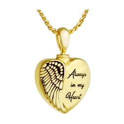 Always In My Heart 10KT Gold Cremation Jewelry Urn