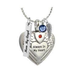 Always In My Heart Red Crystal Jewelry Urn - Love Charms Option