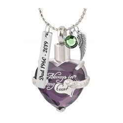 Always Purple Crystal Cremation Jewelry Urn - Love Charms Option