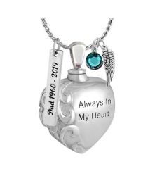 Always In My Heart Stainless Ash Urn - Love Charms Option