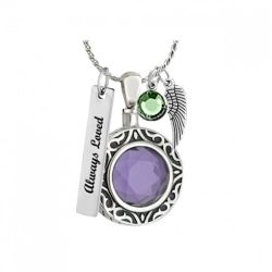 Amethyst Crystal Stainless Ash Urn - Love Charms Option