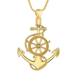 Anchor & Wheel 10KT or 14KT Gold Cremation Jewelry Urn - SHIPS NOW