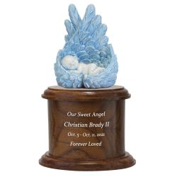 In Loving Arms© Oval Blue Infant Urn