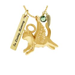 Halo Angel Cat Gold Ash Pendant Urn - Love Charms™ Option 