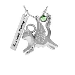 Halo Angel Cat Sterling Silver Ash Urn - Love Charms™ Option 
