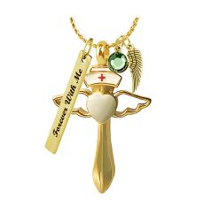 Nurse Angel Gold Cremation Jewelry Urn - Love Charms™ Option 