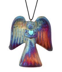 Angel Turquoise Heart Raku Ornament