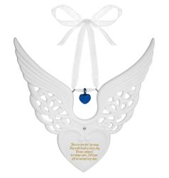 Angel Wings Blue Heart Urn Ornament
