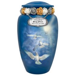 Angelic Doves Adult Cremation Urn - Tribute Wreath™ - Pro Sand Carved Engraving