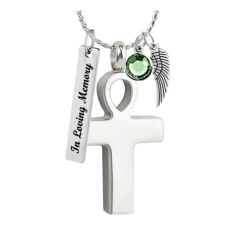 Men's Life Ankh Ashes Necklace Urn - Love Charms Option