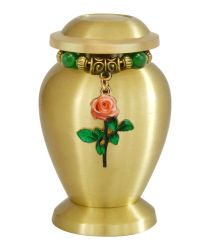 Brass Rose Keepsake Urn - Love Charms Option
