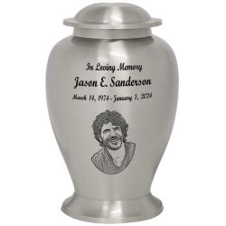 At Peace Pewter Photo Pro-Engraved Adult Cremation Urn