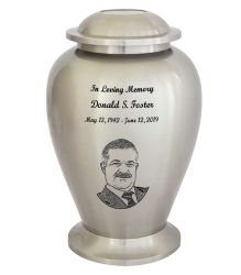 At Peace Pewter Photo Engraved Cremation Urn