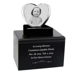 Child Memorial Heart 3D Crystal Infinity Wood Urn Set