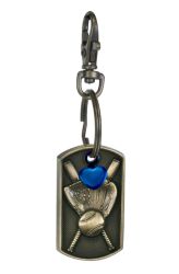 Baseball Dog Tag Blue Heart Key Chain Urn