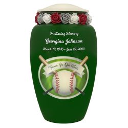 Baseball Forever In Our Hearts Adult Cremation Urn - Tribute Wreath™ - Pro Sand Carved Engraving