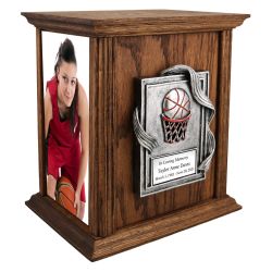 Basketball Red Walnut Urn - Photo Options