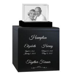 3D Ultra Rectangle Crystal Companion Wood Urn - For Two