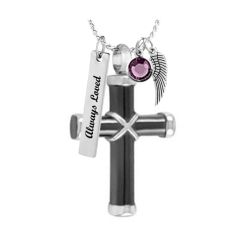 Mourning Cross Cremation Jewelry Urn - Love Charms Option