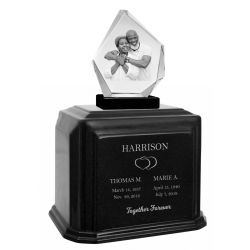 Monarch Companion Black Marble 3D Diamond Crystal Urn - For Two
