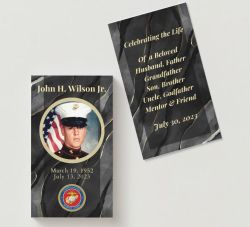 Black Marble Veteran Photo Memorial Cards - Funeral  Cards - Celebration of Life Cards