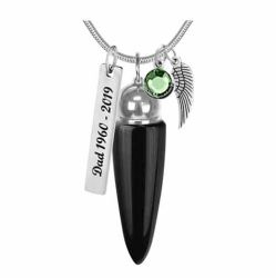 Black Obsidian Cremation Jewelry Urn - Love Charms Option 