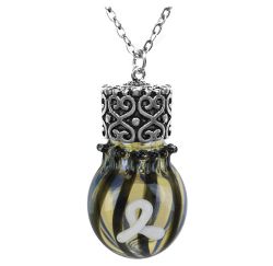 Black Ribbon Glass Cremation Jewelry Urn