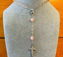 Pink Rose Rosary Necklace Urn