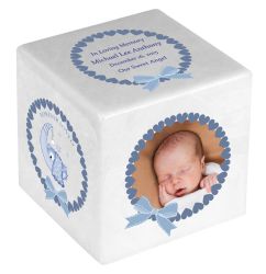 Baby Boy Color Photo Block Marble Baby Urn