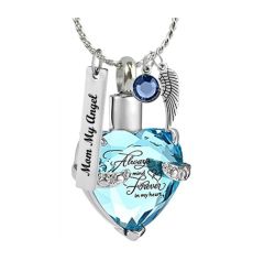 Blue Always & Forever Heart Stainless Ash Urn - Love Charms Option