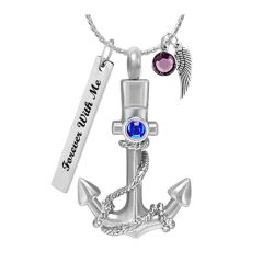 Blue Anchor Crystal Ash Pendant Urn - Love Charms™ Option