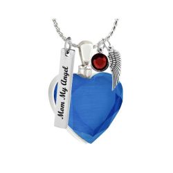 Blue Heart Stainless Ash Urn - Love Charms Option