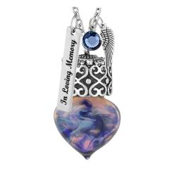 Blue Swirl Heart Teardrop Cremation Jewelry