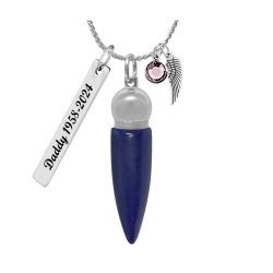 Blue Stainless Crystal Ash Urn - Love Charms® Option