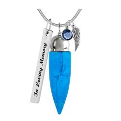 Blue Turquoise Cremation Jewelry Urn - Love Charms Option
