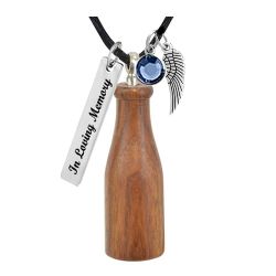 Bottle Walnut Cremation Necklace Urn - Love Charms Option