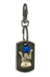 Bowling Dog Tag Blue Heart Key Chain Urn