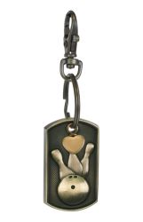 Bowling Dog Tag Gold Heart Key Chain Urn