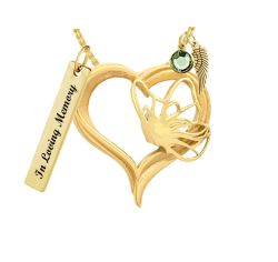 Butterfly Spirit Gold Heart Jewelry Ash Urn - Love Charms® Option