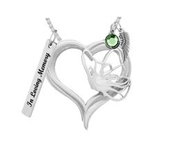 Butterfly Spirit Silver Heart Jewelry Ash Urn - Love Charms® Option