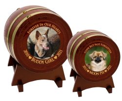 Pet Chestnut Barrel Urn - Small or Large Dog or Cat Urns